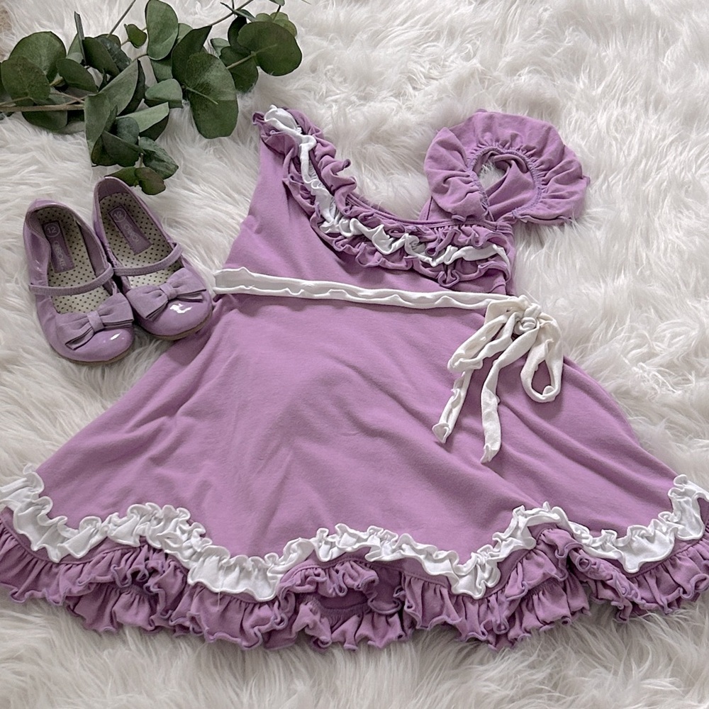 Girls purple ruffle twirl dress Easter